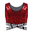 thumbnail image 3 of dPois Kids Girls Sparkle Sequin Hip Hop Dance Top Vest Crisscross Back Sleeveless Metallic Jazz Tank Red 16, 3 of 6