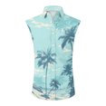 thumbnail image 2 of longantii Men's Casual Button Down Shirts Floral Sleeveless Hawaiian Shirt Tropical Holiday Beach Shirts 2026 Summer Casual Vacation Blouse Green 2XL, 2 of 6