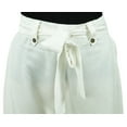 thumbnail image 3 of Bimba Women's Rayon Capri Wide Leg Culottes with Back Elastic Casual Summer Pants With Belt White - Medium, 3 of 9