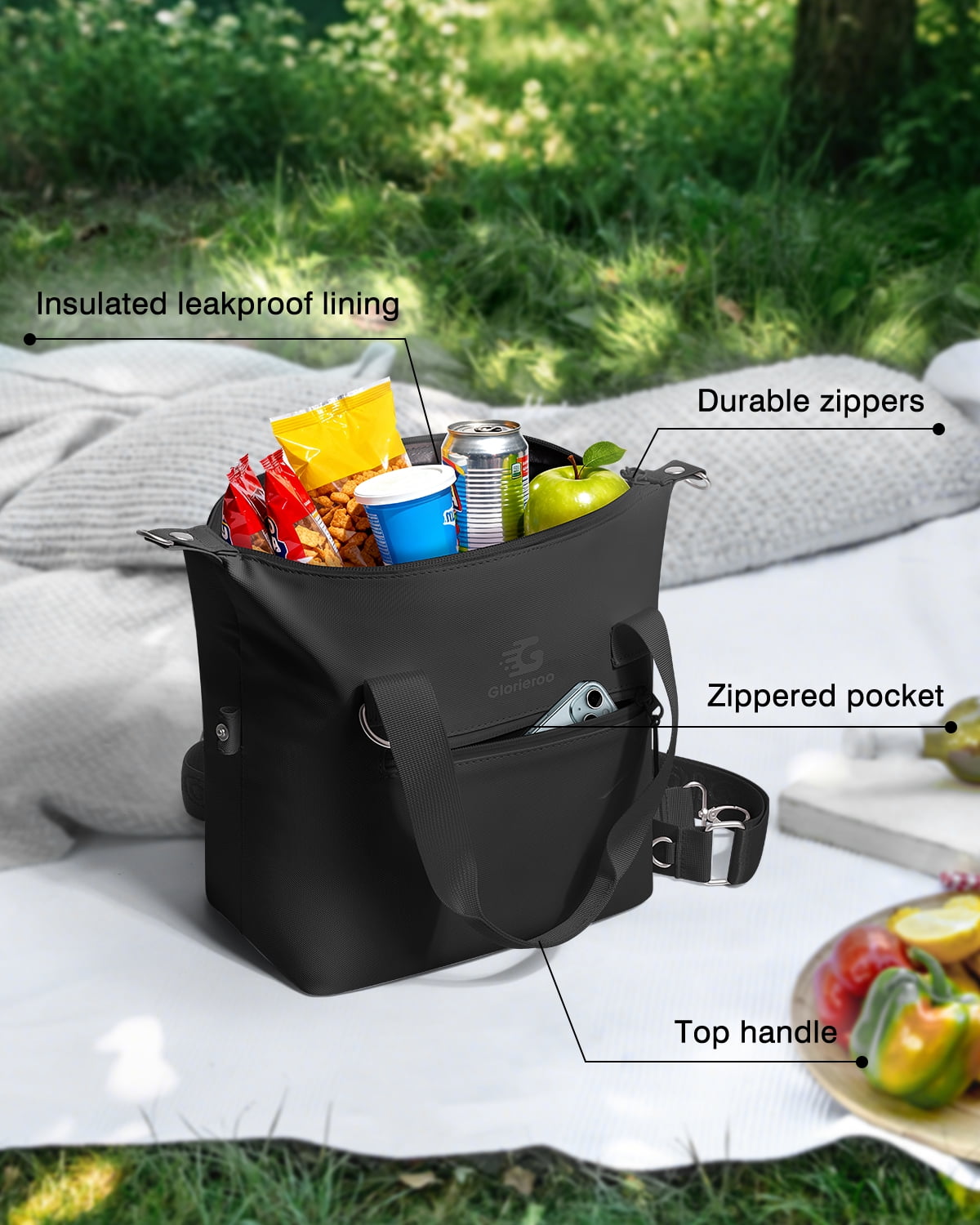 Pastel Lunch Box Women | Insulated Waterproof Leakproof Lunch Bag Cooler | Adjustable Strap | BPA-Free
