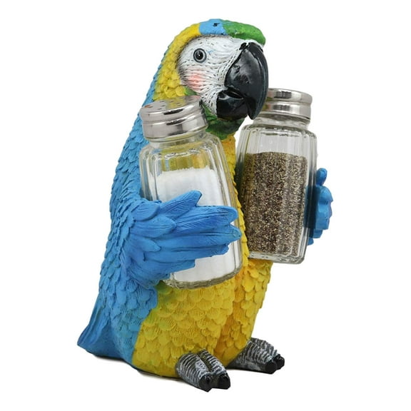 Ebros Tropical Rainforest Rio Blue Scarlet Macaw Parrot Bird Salt And Pepper Shakers Holder Figurine Set 6.75"H Nautical Table Decore or Decorations For Spice Racks Holders Organizers Home & Kitchen