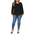 thumbnail image 2 of Agnes Orinda Women's Plus Size Knit Thin Fall Winter Trendy Crochet Comfy Pullover Sweaters 3X Black, 2 of 6