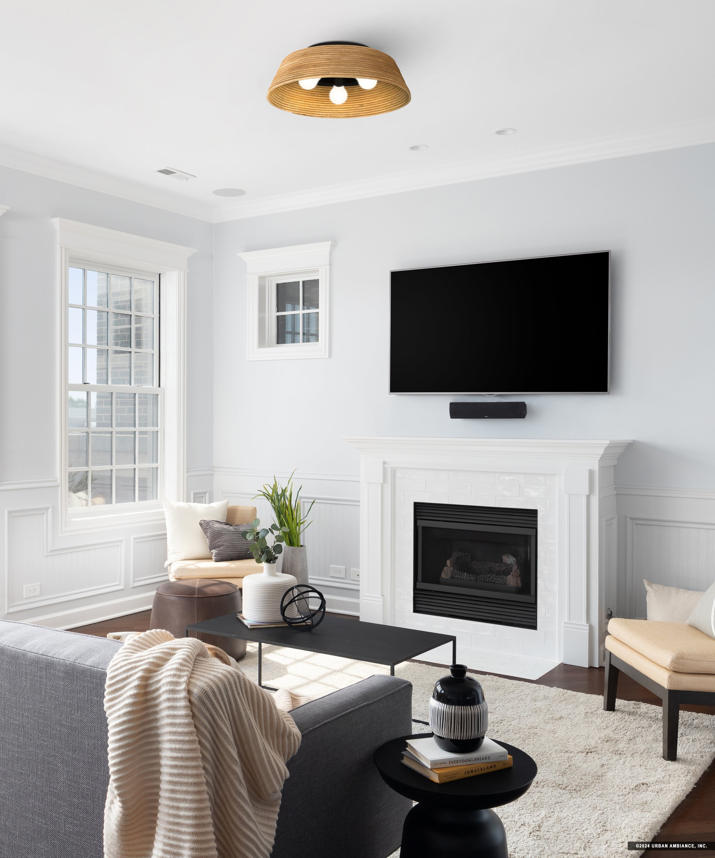 Luxury Natural Ceiling Light, Matte Black, UQL5640