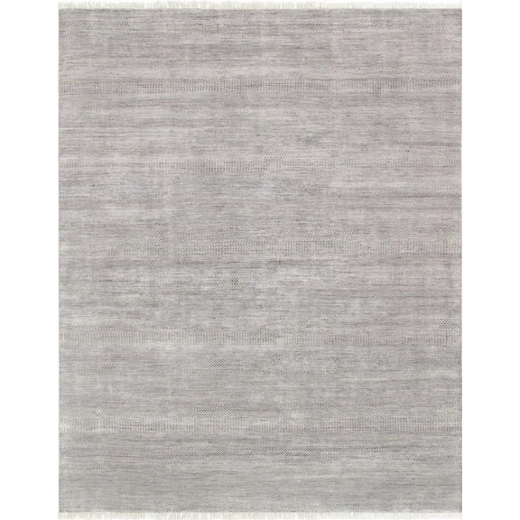 Pasargad Transitiona Collection Hand-Knotted Bsilk & Wool Area Rug - Silver