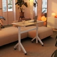 thumbnail image 2 of EKACO 32" Small Standing Desk w/Wheels, 28.7"-46.1" Adjustable Height Portable Rolling Desk for Treadmill, Sit-Stand Computer Workstation, Light Walnut, 2 of 8