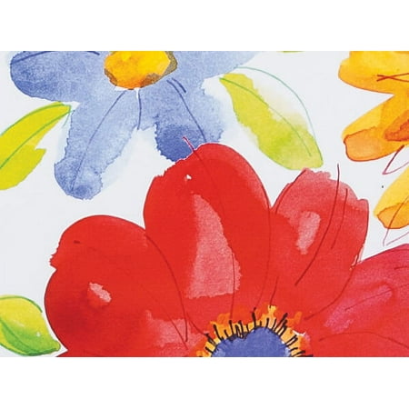 Pack Of 1, 24" X 417' Watercolor Floral & Kraft Gift Wrap For Feminine, Birthday, Mother's Day / Any Occasion