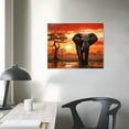 thumbnail image 3 of JRXY  African Elephants Canvas Wall Art Wild Animal Picture Sunset Nature Landscape Painting Wall Decor Scenery Large Artwork for Living Room Office Bedroom Decoration Picture 1, 3 of 4