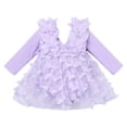 thumbnail image 3 of FYMNSI Baby Girls Long Sleeve Lace Princess Tutu Dresses Infant 3D Butterfly Tulle Romper Dress Toddler Purple Clothes 18-24 Months, 3 of 4