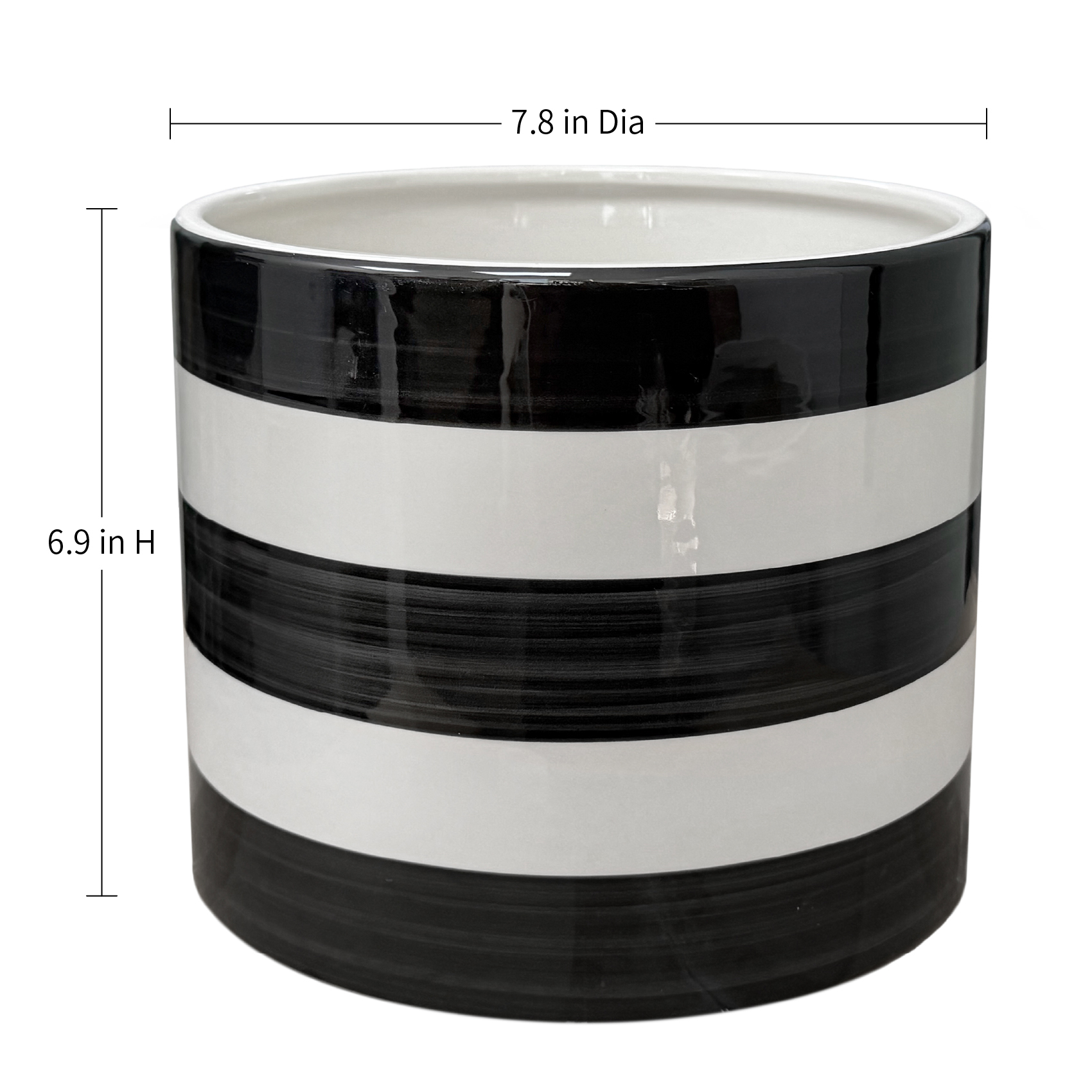 Mainstays Andrew Round Ceramic Planter, Black & White photo 7