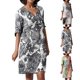 thumbnail image 4 of Gibobby Vestido corto casual para mujer Mujeres Vintage vestido de impresión V vestido de cuello de longitud media Casual vestidos de media manga vestido e(Negro,M), 4 of 5