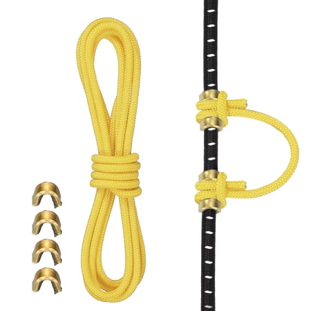 Uxcell Archery D Loop Rope Bow String D Loop Rope with Brass Nock Points 10 ft & Yellow -Fitting for (Compound Bow Strings)