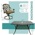 thumbnail image 3 of MEETWARM 9-Piece Outdoor Patio Dining Set for 8, All Weather Cast Aluminum Patio Funiture Table and Chairs Set- Large 64" Square Table and 8 Cushioned Swivel Rocker Chairs, 2.2" Umbrella Hole, Red, 3 of 8