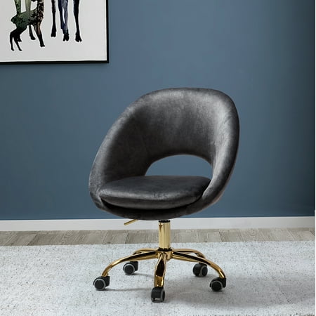 UPC: 0190430716036 | 14 Karat Home Savas Velvet Modern Desk Chair in Charcoal