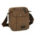 thumbnail image 2 of Canvas Messenger Bag with 8 Pockets Outdoor Shoulder Phone Bag for Men & Women, Coffee, 2 of 2