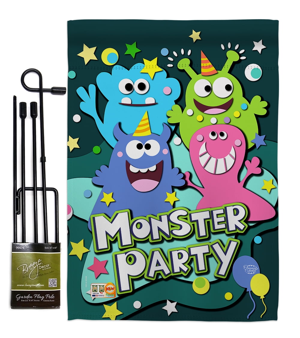 Monster Party Special Occasion Celebration Impressions Decorative Vertical 13 X 18 5 Double Sided Garden Flag Set Metal Pole Hardware Walmart Com