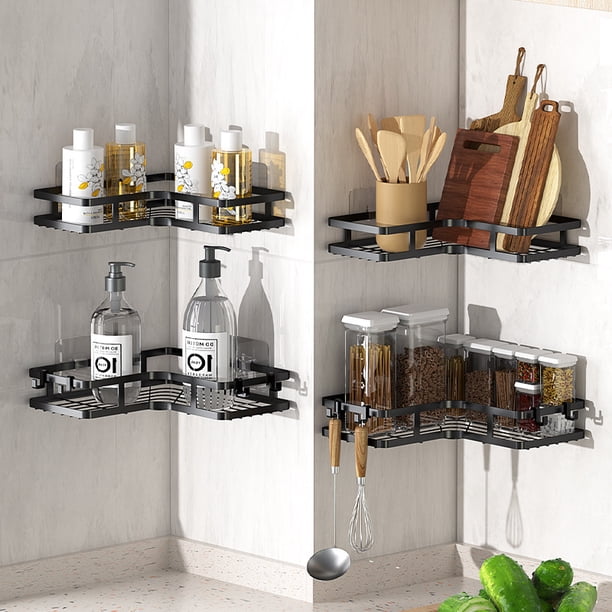 Estante triangular para baño, para pared, sin perforaciones, para inodoro, para balcón, cocina, estante de doble capa