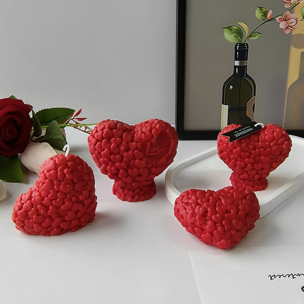 FENOHREFE 3D Love Heart Silicone Candle Mold Handmade Creative Plaster Resin Soap Making Supplies Home Gifts