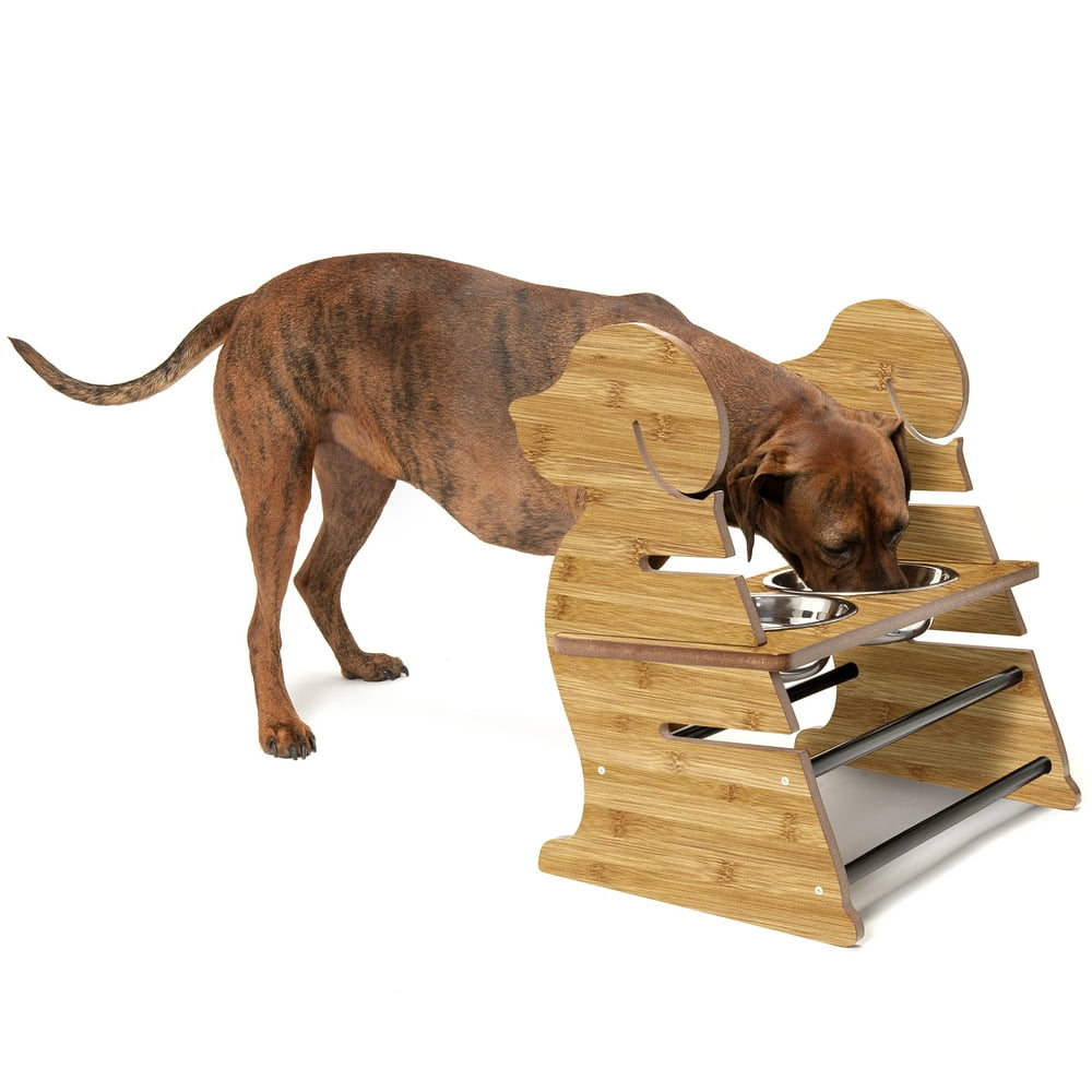 FurHaven Pet Feeder Stands Adjustable Feeder Puppy Style, Bamboo