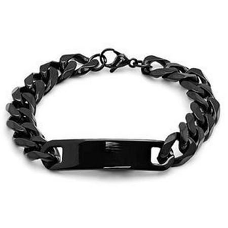 Mens 8 In. Stainless Steel Black Ip Cuban Bracelet, Black