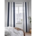 thumbnail image 3 of Sheer Curtains 108 Inches Long 2 Panels Set for Living Room, Navy Blue Gray Striped Semi Sheer Curtains for Windows, Farmhouse Stripe Art Voile Window Treatments Rod Pocket Curtain, 3 of 7