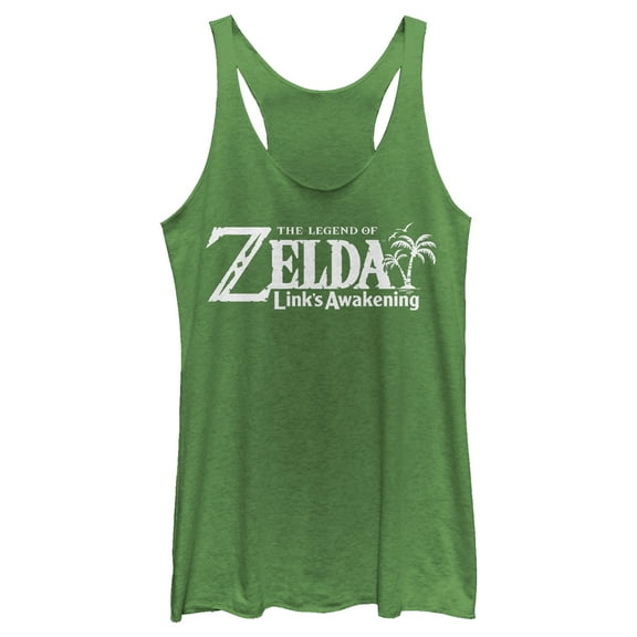 Women's Nintendo Legend of Zelda Link's Awakening Classic Logo Racerback Tank Top Envy Green Large