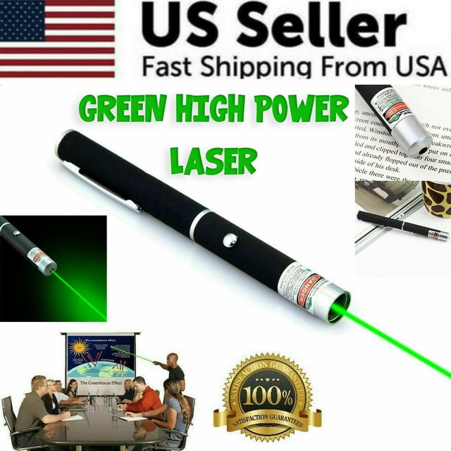 900Miles 532nm Beam Green Laser Pen Rechargeable Battery Dual/Smart Charger US 