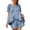 BlueGrey, variant on Women Gingham Set 2 Piece Cotton Lounge Sets Puff Sleeve Ruffle Babydoll Shirt Shorts Summer Outfits