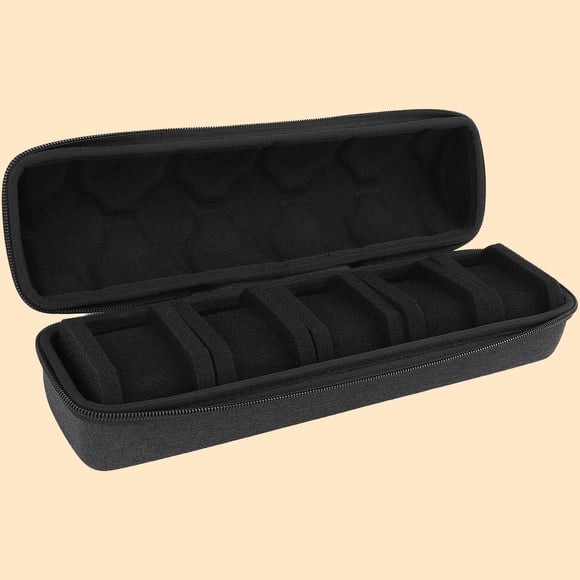 Estuche Rígido de Viaje para Relojes con 5 Ranuras, Almacenamiento y Organizador para Hombres y Mujeres, con Almohada Protectora y Cremallera, Negro