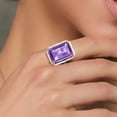 thumbnail image 4 of Gem Stone King 925 Sterling Silver Purple Amethyst Ring for Women (15.50 Cttw, Emerald Cut 18X13MM, Gemstone Birthstone, Available in Size 5, 6, 7, 8, 9), 4 of 5