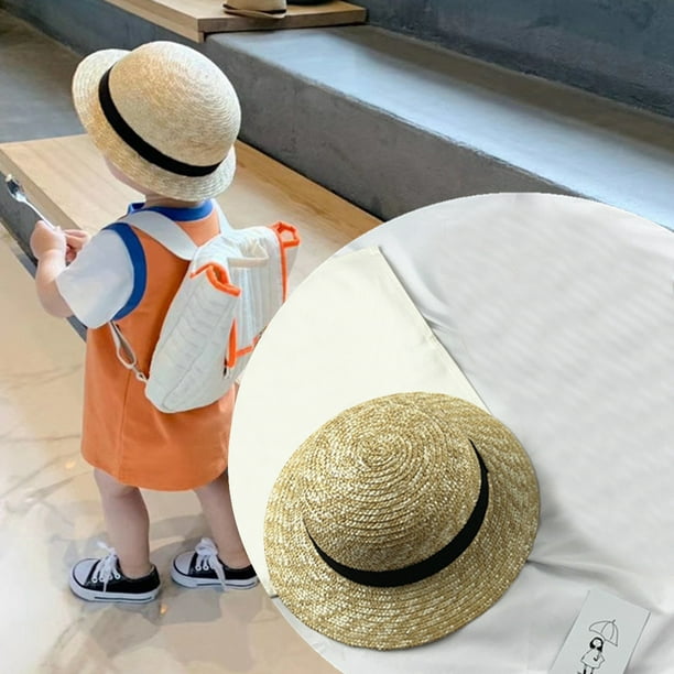 Nobrand Kids Straw Hat Creative Round Top Natural Beach Sun Hat Straw Sunhat Summer Hat Beige
