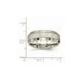 thumbnail image 4 of Mens Hammered Stainless Steel 7.5mm Wedding Band Ring with Polished Edge for Men, 4 of 6