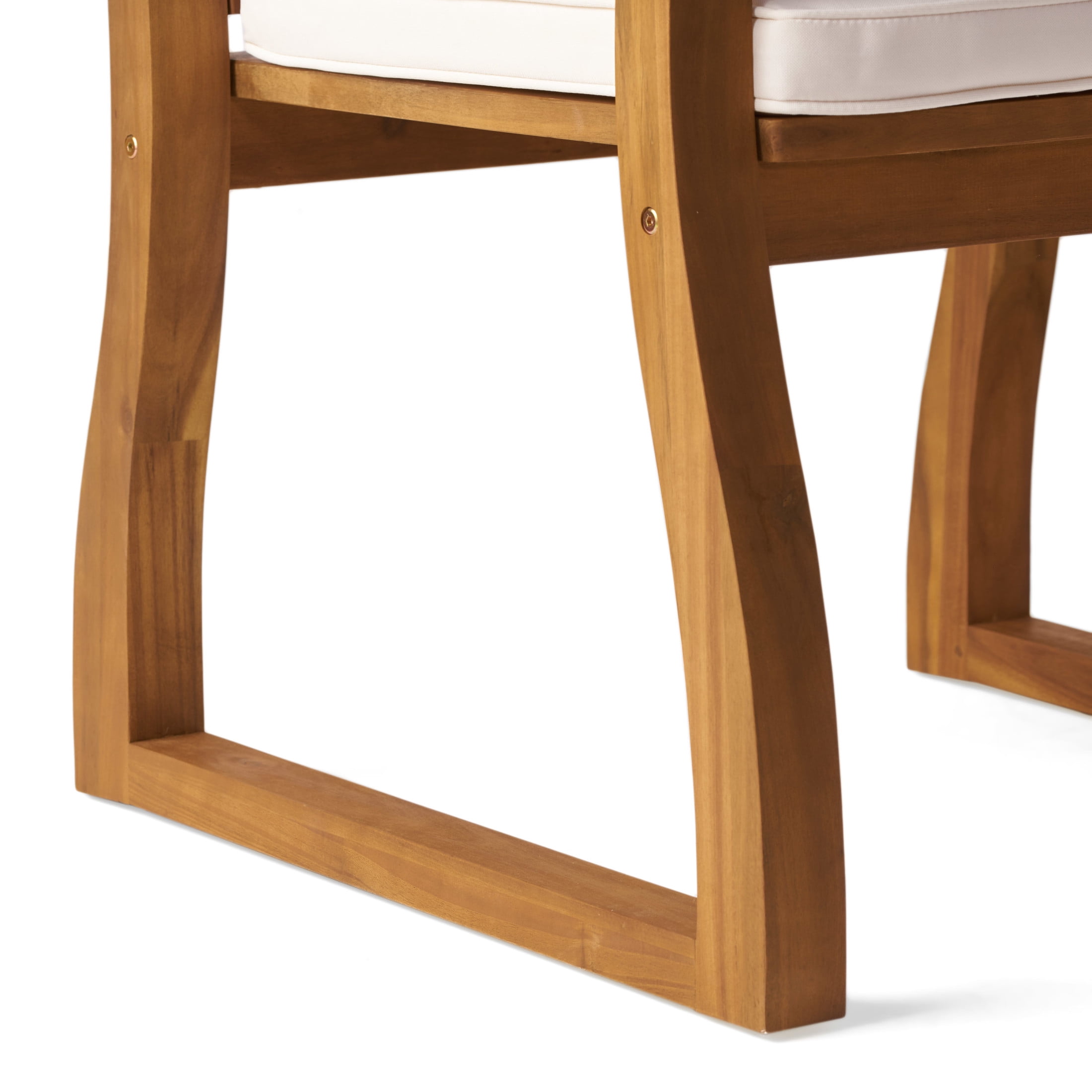 Christopher Knight Home 7-Piece Farmhouse Outdoor Patio Acacia Wood Dining Set with Cream Cushions, Teak