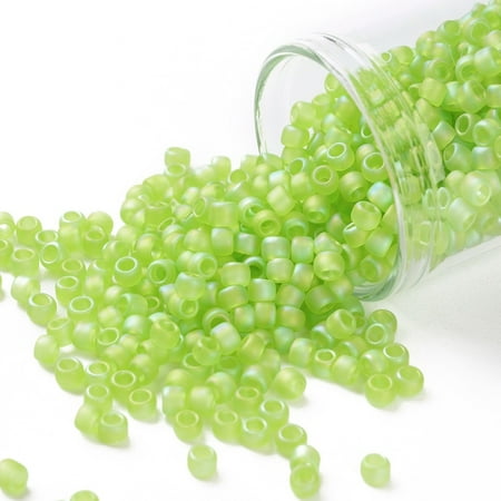 TOHO Round Seed Beads Japanese Seed Beads (164F) Transparent AB Frost Lime Green 8/0 3mm Hole: 1mm about 1110pcs/50g