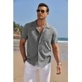 thumbnail image 6 of COOFANDY Men Button Down Shirt Beach Linen Shirts Summer Hawaiian Shirts Cuban Collar Shirts Short Sleeve Button Down Shirts, 6 of 8
