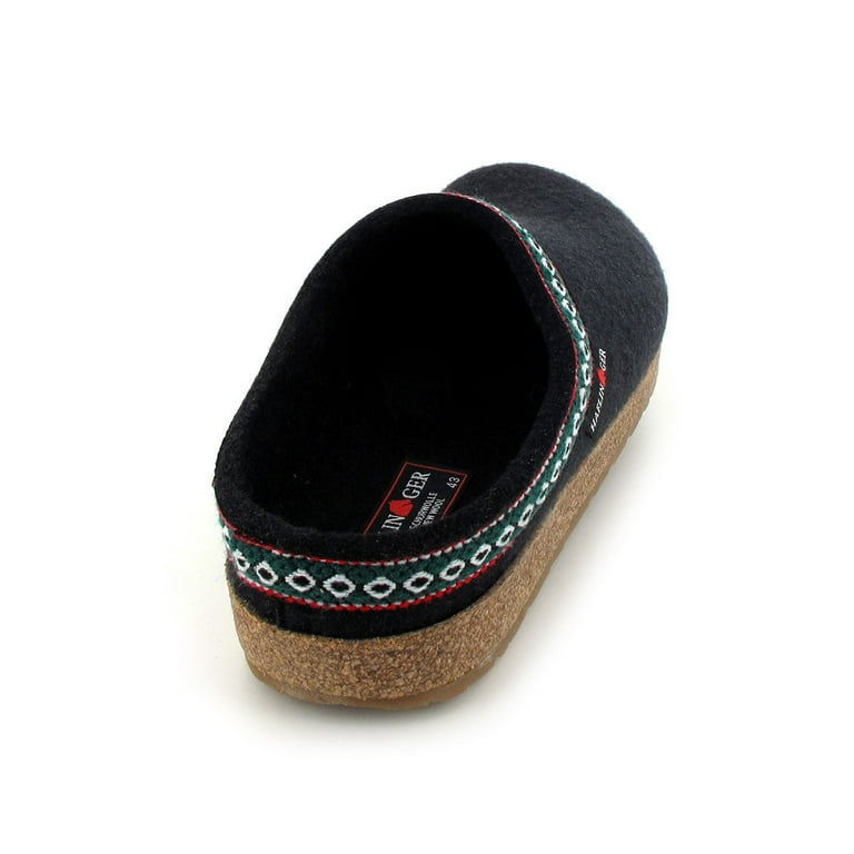 HAFLINGER Grizzly Franzl Wool Clog Shoes, Black Comfortable Slip