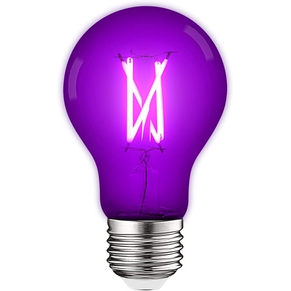 Luxrite A19 Edison LED Light Bulb, 4.5W=60W Colored Glass Filament, UL Listed, E26 Base, Indoor Outdoor Purple