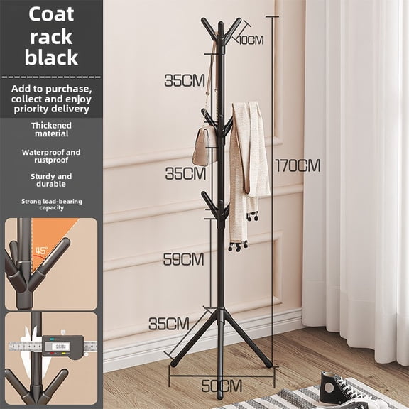 Coat Rack Stand with 3 Height Options and 9 Hooks Clothes Hanger Bracket, Easy to Install Clothes Hanger Bracket for Entrance, Hallway, Bedroom