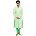 thumbnail image 2 of Atasi Ensemble Kurta Pyjama en Coton Vert Régulier pour Homme Long Chemise Ethnique Indienne-L, 2 of 6
