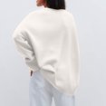 thumbnail image 4 of UTSJKR Women's Knit Sweaters Classic Solid V Neck Tunic Pullover Tops Casual Loose Fit Cozy Jumper Knitwear Long Sleeve Fall Sweaters 2024 Fashion Clothing White L, 4 of 8