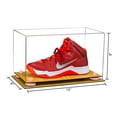 thumbnail image 2 of Deluxe Clear Acrylic Large Shoe Display Case for Basketball Shoe Soccer Cleat Football Cleat with Pink Risers and Wood Base (A013-PNR), 2 of 2