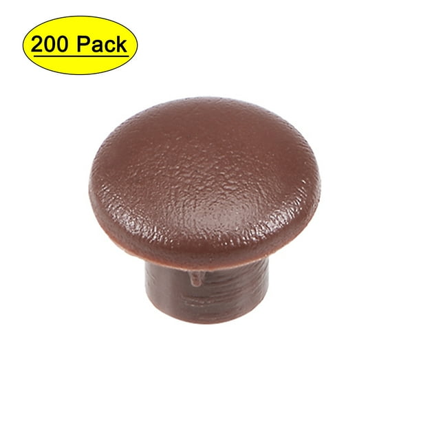 Uxcell 5mm Dia Brown Plastic Locking Hole Plug Button Top Flush Type