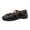 Black, variant on Women's Square Toe Ballet Flat Shoes Soft Leather Mary Janes Comfortable Dressy Loafers with Adjustable Strap Silver Size 6.5