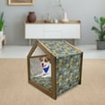 thumbnail image 3 of Abstract Pet House, Charcoal Grey Background Image with Floral Flowers and Circled Detailed Art, Outdoor & Indoor Portable Dog Kennel with Pillow and Cover, 5 Sizes, Multicolor, by Ambesonne, 3 of 5