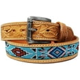 thumbnail image 2 of 27-28  Unisex 1.5" Western Floral Tooled Beaded Full-Grain Leather Belt 26RT24, 2 of 2