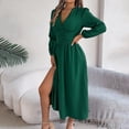 thumbnail image 7 of ClodeEU Womens Long Sleeve Boho V Neck Holiday Formal Long Dresses,Trendy Elegant A-Line Chiffon Wrap Dress Green,Womens Plus S, 7 of 7