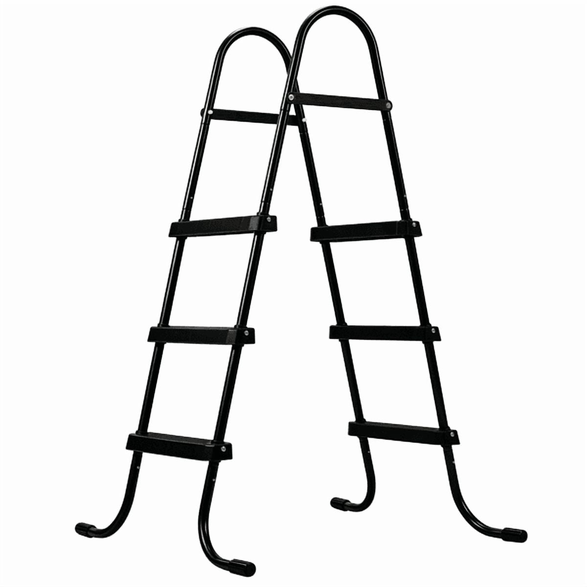 Alvantor 42in 3-Step Above Ground Pool Ladder, Iron Frame with Non-Slip Black Steps, Black