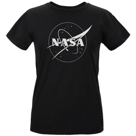 NASA Outline Logo Womens Organic T Shirt Black X-LG