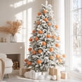 thumbnail image 2 of Fwttom 24pcs Flocked Christmas Ball Ornaments Set Shatterproof Hanging Merry Christmas Tree Decorations for Holiday Xmas Decor, Orange, 2 of 8