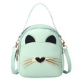 thumbnail image 2 of Bolso de mensajero cruzado de cuero PU para mujer Mochila de hombro de gato lindo (verde) Tmvgtek Para estrenar, 2 of 9