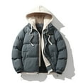 thumbnail image 2 of Wyobmus Men's Quilted Jackets Winter Heavyweight Hooded Puffer Jacket Solid Zipper Coat Casual Oversized Padded Jacket Dark Gray, 2 of 4